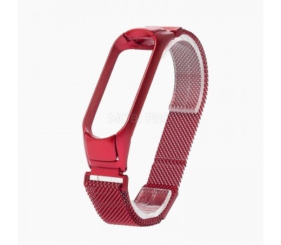Ремешок - для "Xiaomi Mi Band 3/Mi Band 4" металический сетчатый браслет (red)