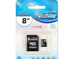 Карта флэш-памяти MicroSD  8 Гб Smart Buy +SD адаптер (class 10)