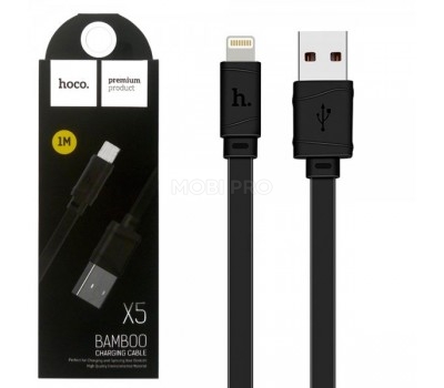 Кабель USB - Lightning (для iPhone) Hoco X5 (2.4А, плоский) Черный