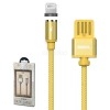 Кабель USB - Lightning (для iPhone) Remax RC-095i (магнитный, оплетка ткань) Золото