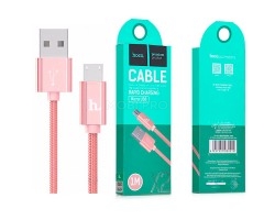 Кабель USB - MicroUSB Hoco X2 (оплетка нейлон) Розовый