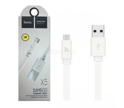 Кабель USB - Type-C Hoco X5 (плоский) Белый