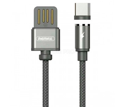 Кабель USB - Type-C Remax RC-095a (магнитный, оплетка ткань) Черный