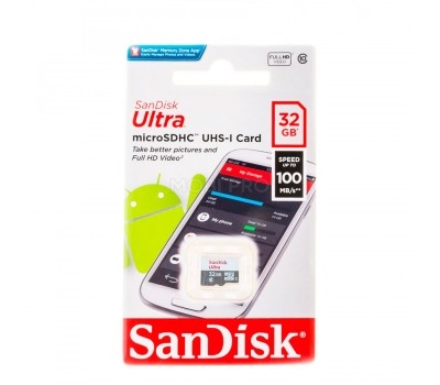 Карта памяти MicroSDHC 32GB Class 10 SanDisk Ultra Light UHS-I 100MB/s без адаптера