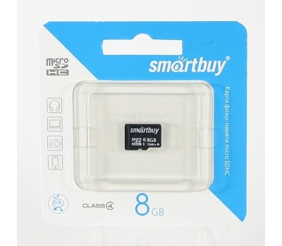 Карта памяти MicroSDHC 8GB Class 4 Smartbuy без адаптера