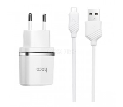 Сетевое зарядное устройство USB Hoco C11 (5W, кабель MicroUSB) Белый