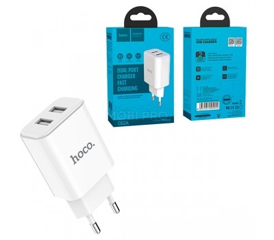 Сетевое зарядное устройство USB Hoco C62A (10.5W, 2 порта) Белый