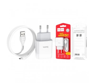 Сетевое зарядное устройство USB Hoco C72A (10.5W, кабель MicroUSB) Белый