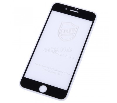 Защитное стекло "Тонкое" для iPhone 7 Plus/8 Plus Черное (Полное покрытие 0,25мм)