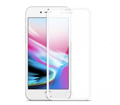 Защитное стекло "Универсальное" для iPhone 6 Plus/6S Plus/7 Plus/8 Plus Белое (тонкая рамка)