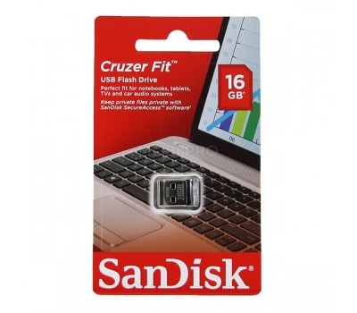 USB-флеш (USB 2.0) 16GB SanDisk Cruzer Fit Черный ( без колпачка )