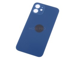 Задняя крышка для iPhone 12 Синий (стекло, широкий вырез под камеру, логотип)