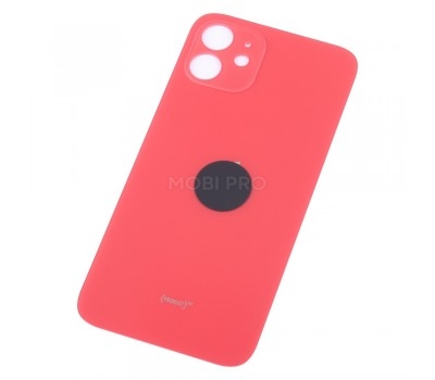 Задняя крышка для iPhone 12 Красный (стекло, широкий вырез под камеру, логотип)