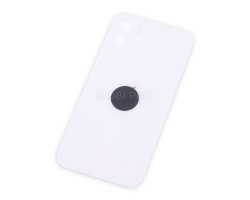 Задняя крышка для iPhone 12 Белый (стекло, широкий вырез под камеру, логотип)