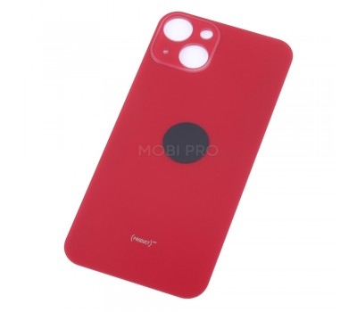 Задняя крышка для iPhone 13 Красный (стекло, широкий вырез под камеру, логотип)