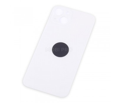 Задняя крышка для iPhone 13 Белый (стекло, широкий вырез под камеру, логотип)
