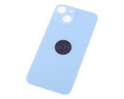 Задняя крышка для iPhone 14 Синий (стекло, широкий вырез под камеру, логотип)