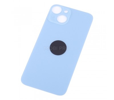 Задняя крышка для iPhone 14 Синий (стекло, широкий вырез под камеру, логотип)