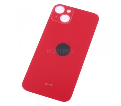 Задняя крышка для iPhone 14 Plus Красный (стекло, широкий вырез под камеру, логотип)