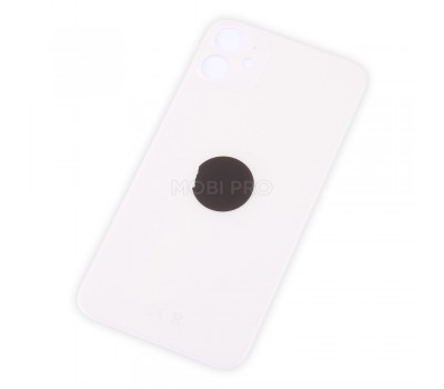 Задняя крышка для iPhone 11 Белый (стекло, широкий вырез под камеру, логотип) - Премиум