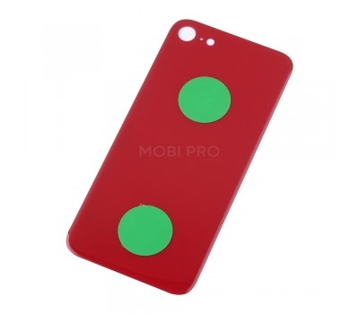 Задняя крышка для iPhone 8 Красный (стекло, широкий вырез под камеру, логотип) - Премиум