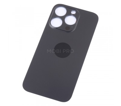 Задняя крышка для iPhone 14 Pro Черный (стекло, широкий вырез под камеру, логотип) - Премиум