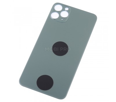 Задняя крышка для iPhone 11 Pro Max Темно-зеленый (стекло, широкий вырез под камеру, логотип) - Премиум
