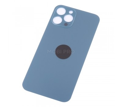 Задняя крышка для iPhone 12 Pro Max Синий (стекло, широкий вырез под камеру, логотип)