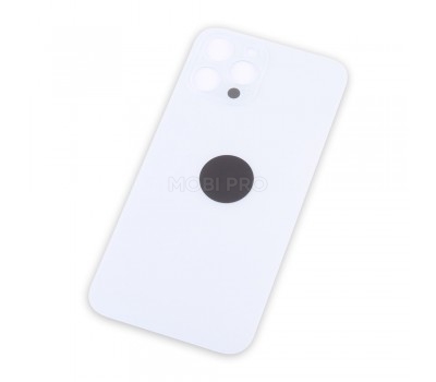 Задняя крышка для iPhone 12 Pro Max Белый (стекло, широкий вырез под камеру, логотип)