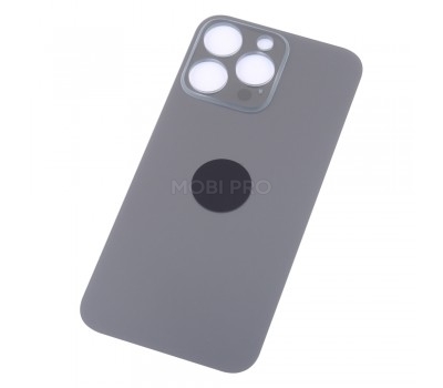 Задняя крышка для iPhone 14 Pro Max Черный (стекло, широкий вырез под камеру, логотип)