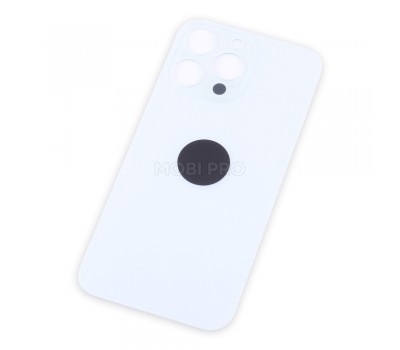 Задняя крышка для iPhone 14 Pro Max Белый (стекло, широкий вырез под камеру, логотип)