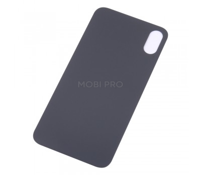 Задняя крышка для iPhone X Серый (стекло, широкий вырез под камеру, логотип) - Премиум