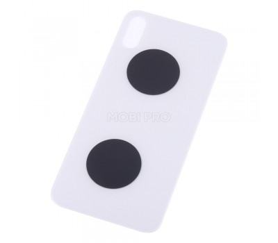Задняя крышка для iPhone X Белый (стекло, широкий вырез под камеру, логотип)