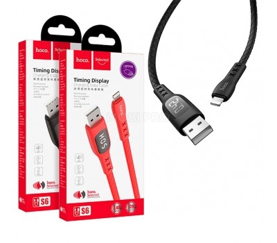 Кабель USB - Lightning (для iPhone) Hoco S6 (1.2 м, LCD таймер) Черный
