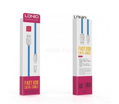 Кабель USB - Lightning (для iPhone) LDNIO XS-07A (плоский) Синий