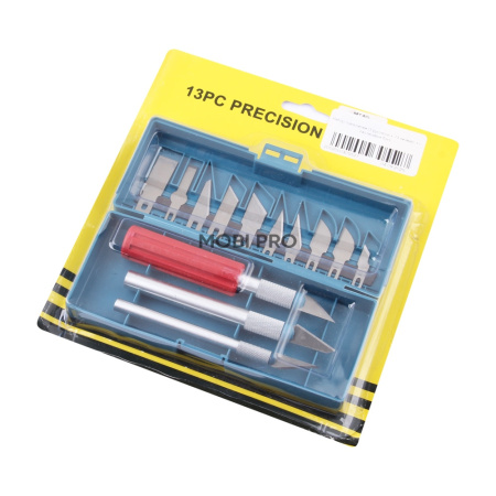 Набор скальпелей (3 рукоятки + 13 лезвий) + пластиковый бокс