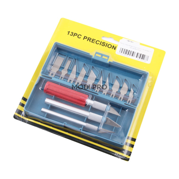 Набор скальпелей (3 рукоятки + 13 лезвий) + пластиковый бокс