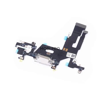 Шлейф для iPhone 11 на системный разъем/микрофон Белый - Премиум