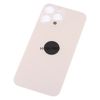 Задняя крышка для iPhone 13 Pro Max Золото (стекло, широкий вырез под камеру, логотип) - Премиум Задняя крышка для iPhone 13 Pro Max Золото (стекло, широкий вырез под камеру, логотип) - Премиум