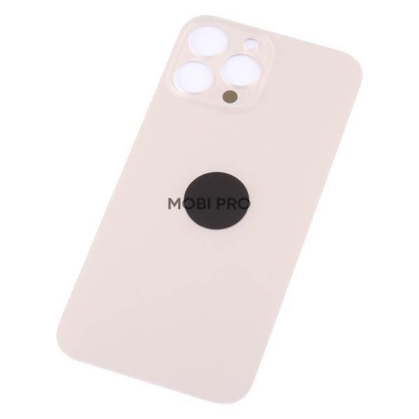 Задняя крышка для iPhone 13 Pro Max Золото (стекло, широкий вырез под камеру, логотип) - Премиум Задняя крышка для iPhone 13 Pro Max Золото (стекло, широкий вырез под камеру, логотип) - Премиум