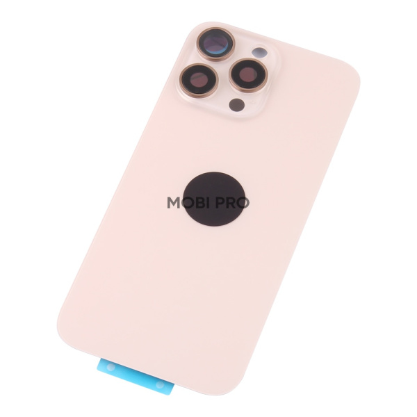 Задняя крышка для iPhone 16 Pro Max в сборе со стеклом камеры Бежевый (стекло, монолит, MagSafe, логотип) - Премиум