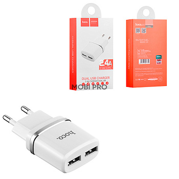 Сетевое зарядное устройство USB Hoco C12 (12W, 2 порта) Белый Сетевое зарядное устройство USB Hoco C12 (12W, 2 порта) Белый