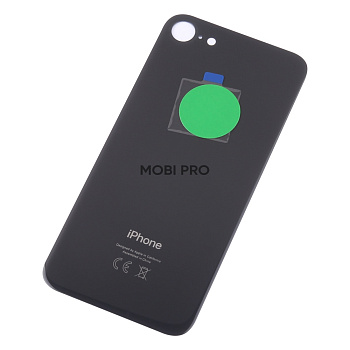 Задняя крышка для iPhone 8 Черный (стекло, широкий вырез под камеру, логотип) - Премиум Задняя крышка для iPhone 8 Черный (стекло, широкий вырез под камеру, логотип) - Премиум