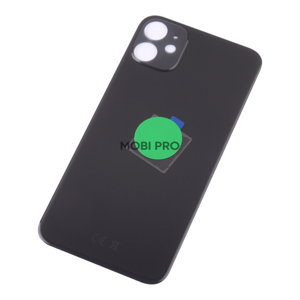 Задняя крышка для iPhone 11 Черный (стекло, широкий вырез под камеру, логотип) - Премиум Задняя крышка для iPhone 11 Черный (стекло, широкий вырез под камеру, логотип) - Премиум