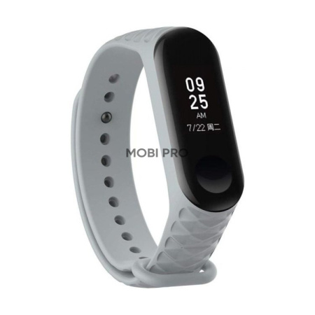 Ремешок - для "Xiaomi Mi Band 3/Mi Band 4" силиконовый Рельеф (grey)