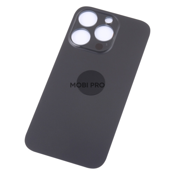 Задняя крышка для iPhone 14 Pro Черный (стекло, широкий вырез под камеру, логотип) - Премиум Задняя крышка для iPhone 14 Pro Черный (стекло, широкий вырез под камеру, логотип) - Премиум