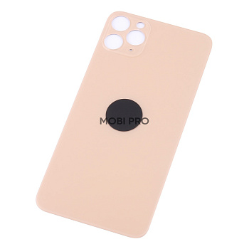 Задняя крышка для iPhone 11 Pro Max Золото (стекло, широкий вырез под камеру, логотип) - Премиум Задняя крышка для iPhone 11 Pro Max Золото (стекло, широкий вырез под камеру, логотип) - Премиум