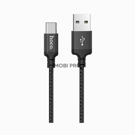 Кабель USB - Type-C Hoco X14 (3A, оплетка нейлон, 1 м) Черный