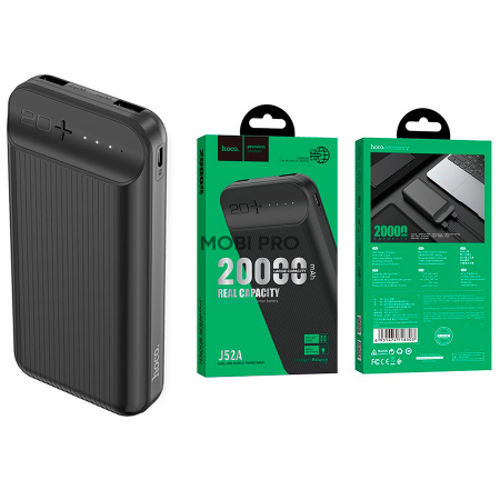 Внешний Аккумулятор (Power Bank) Hoco J52A 20000 mAh ( 10W, 2USB, MicroUSB ) Черный