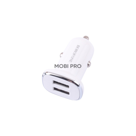 Адаптер Автомобильный с кабелем Borofone BZ12 Lasting 2USB/5V/2.4A +Lightning (white)